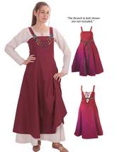 Canna Cotton Burgundy-  Medieval Viking Apron Dress